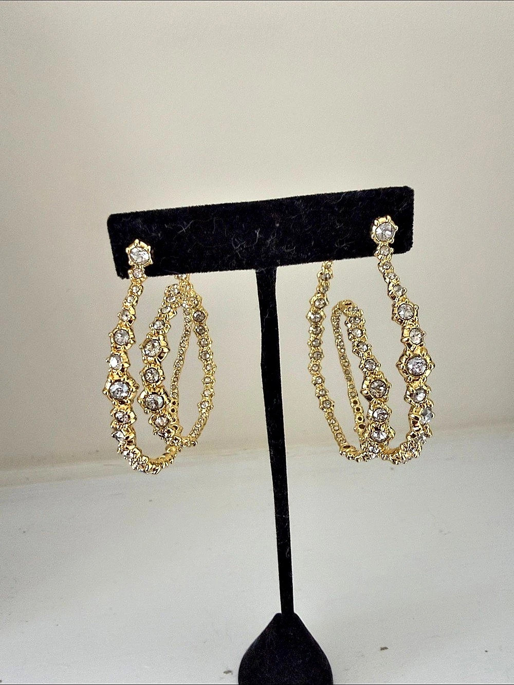 Alexis Bittar Solanales Crystal Twisted Orbit / Double Hoop Earrings Statement